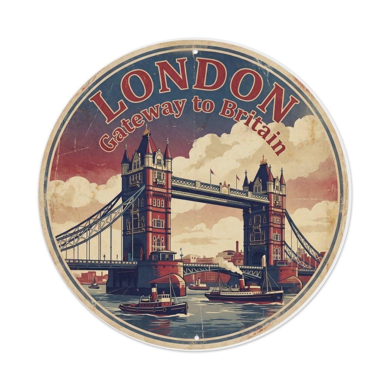 Fqnyr Style Vintage Travel London Bridge Landmark Metal Tin Sign