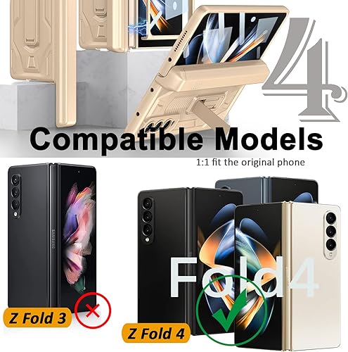 Miniatura 7 de Miimall Funda compatible con Samsung Z Fold 4, protección magnética de bisagra con soporte deslizante para bolígrafo, funda resistente para Galaxy Z