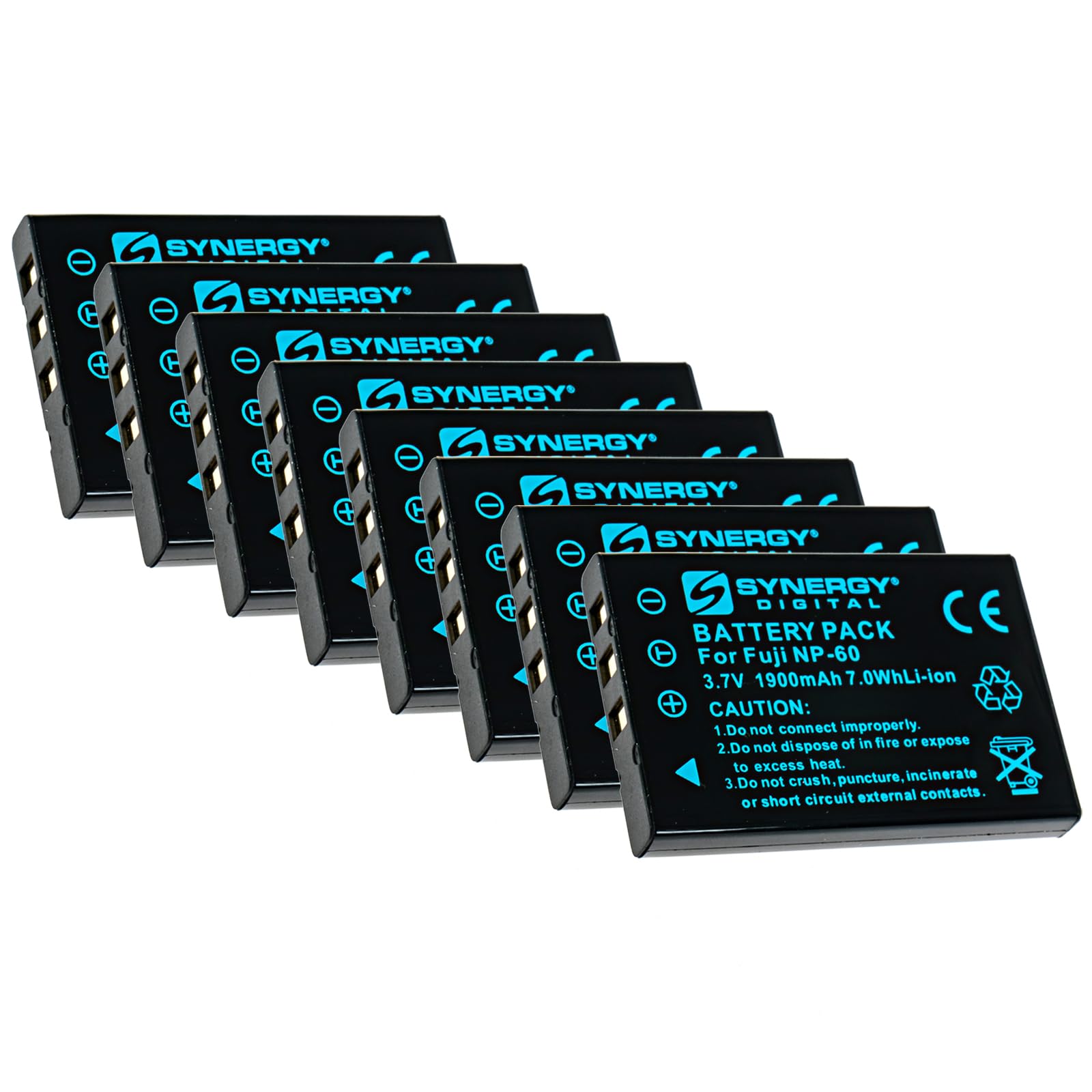 Synergy DigitalCamera Batteries, Compatible with Magnex DC-5300 Digital Camera, (Li-ion, 3.7V, 1900 mAh), Replacement for Fuji NP-60 Battery, pack includes: 8 x SDNP60 Batteries