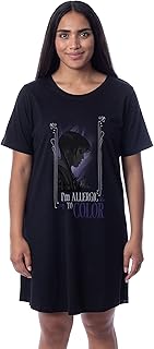 Wednesday Womens' Addams I'm Allergic To Color Nightgown Sleep Pajama Shirt
