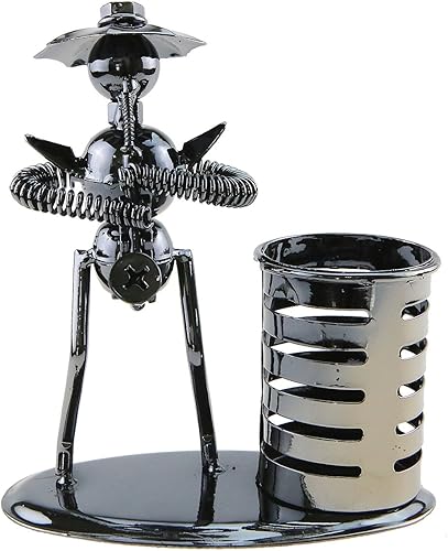 Miniatura 9 de Música Tema de Músico Sombrero de Hierro Hombre Arte de Acero Metal Personalidad Creativa Lápiz Titular de Lápiz Taza Oficina Estudiantes Escritorio