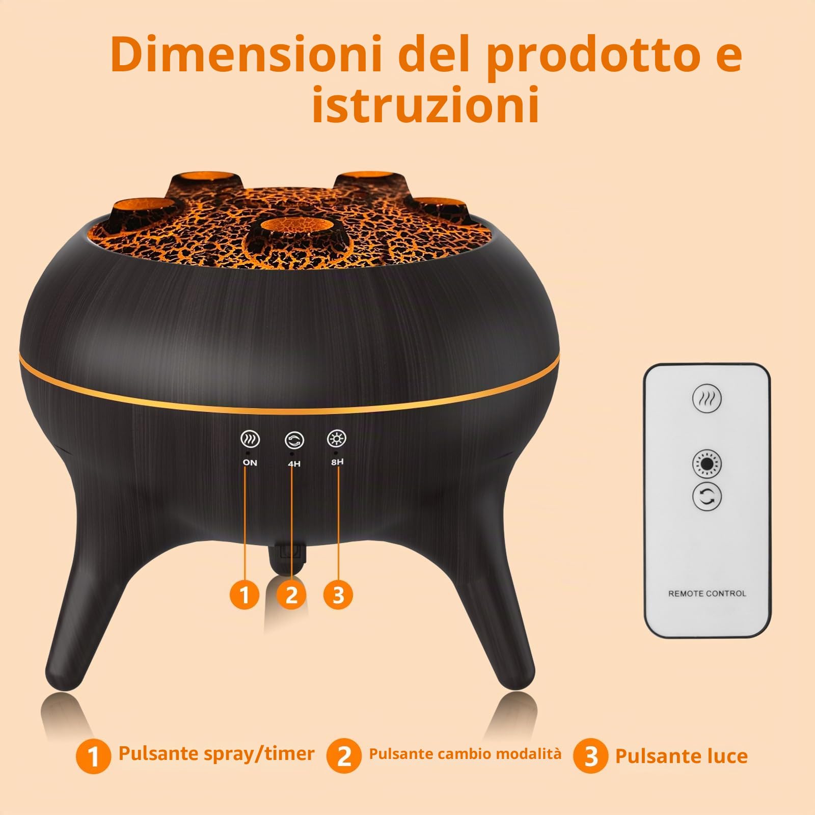 Diffusore di oli essenziali per camera da letto, 250 ml, umidificatore per aromaterapia, diffusore di aromi con luci LED a 8 colori, timer, spegnimento automatico senza acqua (stile 5)