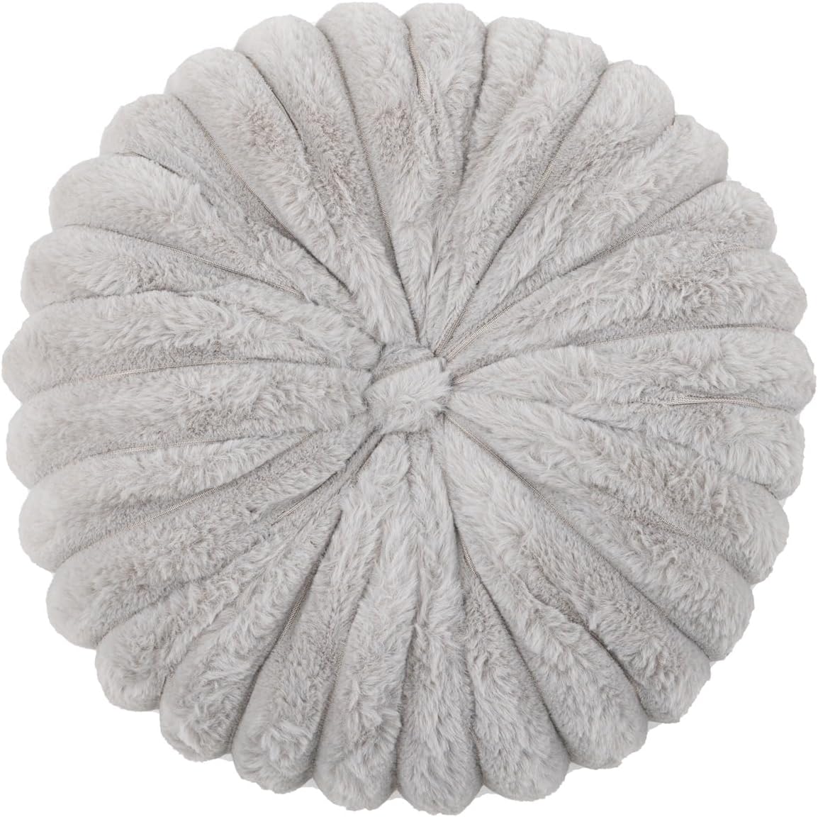 vctops Round Throw Pillow Soft Faux Fur Decorative Pillow Small Pumpkin Throw Pillow Cushion for Living Room Sofa Bed (Light Grey,13.7" Diameter)