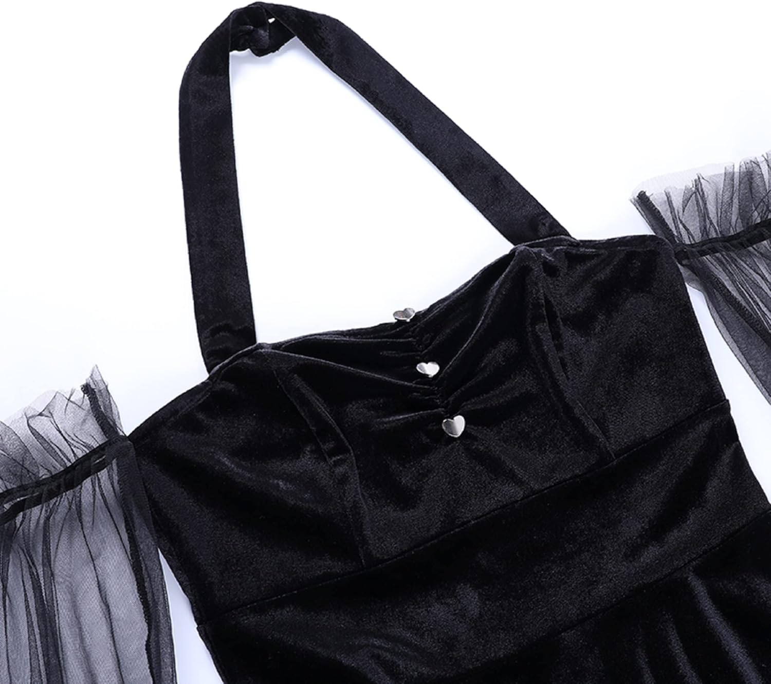 TSMNZMU Womens Gothic Velvet Mini Dresses - Off The Shoulder Patchwork Lace Long Sleeve Dress - Emo & Alt Style - Image 5