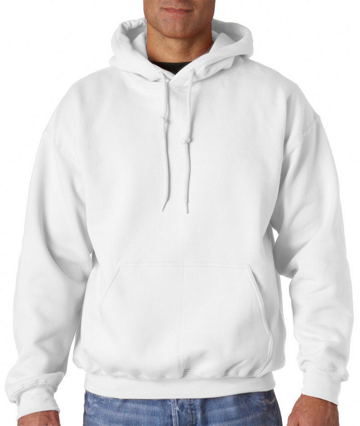 Sweat shirt capuche blanc uni vierge en molleton confortable