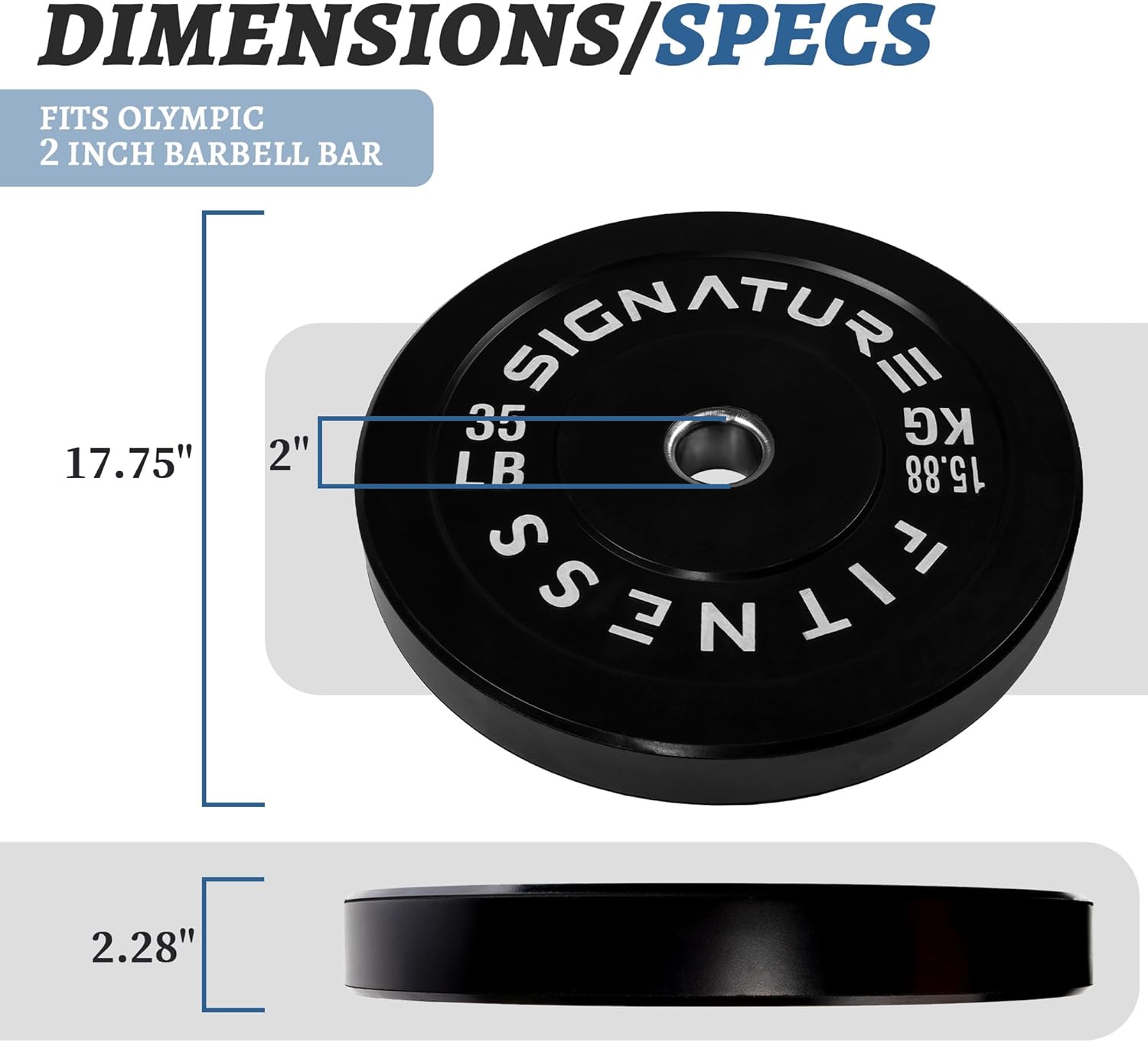 Olympic Bumper Plates 2 inch Hole - 10LB to 55LB Pairs & Sets (Black) | Solid Rubber Weight Plates for CrossFit, Deadlift, Powerlifting & Home Gym