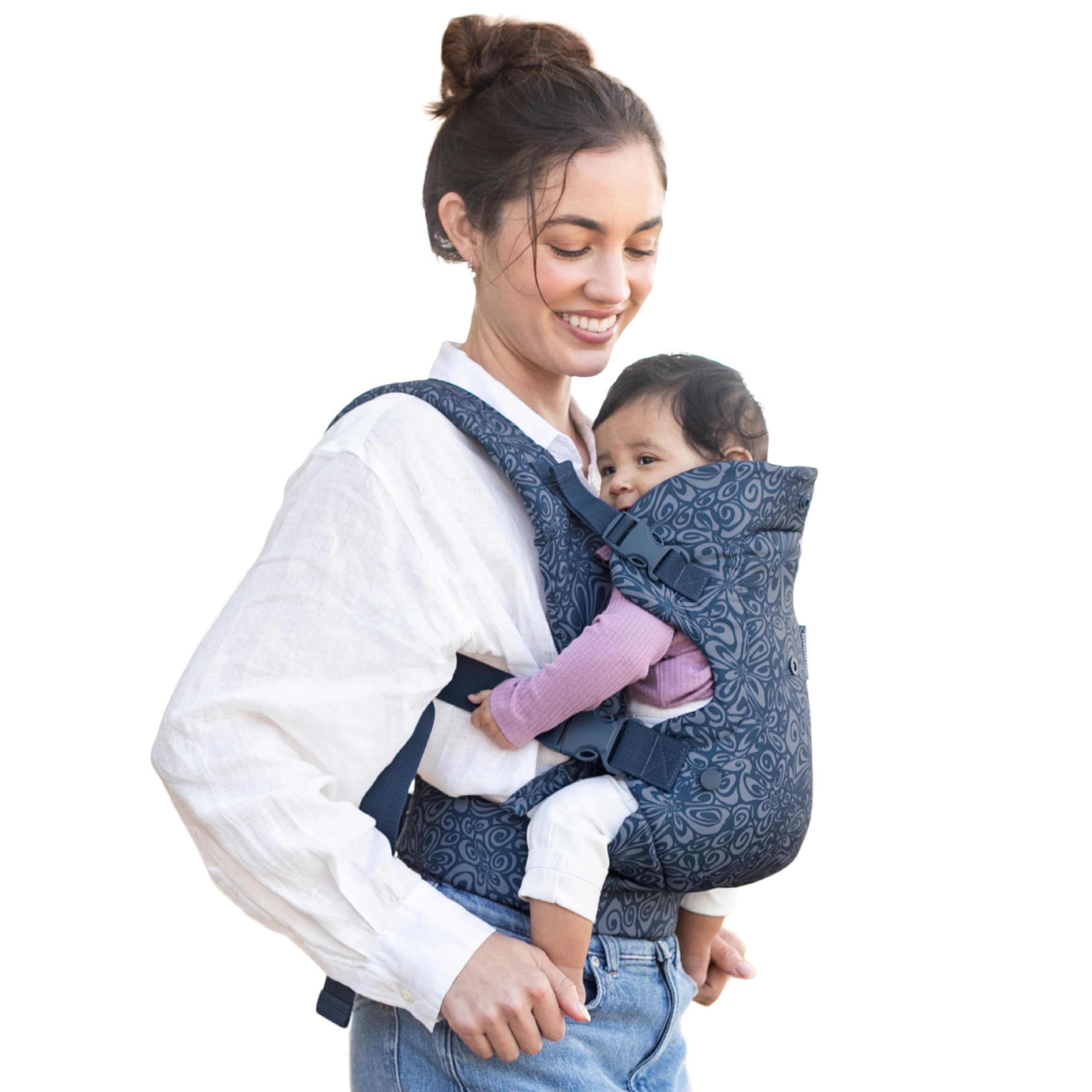 Infantino Flip 4-in-1 Convertible Baby Carrier, Adjustable, Ergonomic Babywearing, Registry Essential, Baby Carrier for Newborn to Toddler, Navy Floral