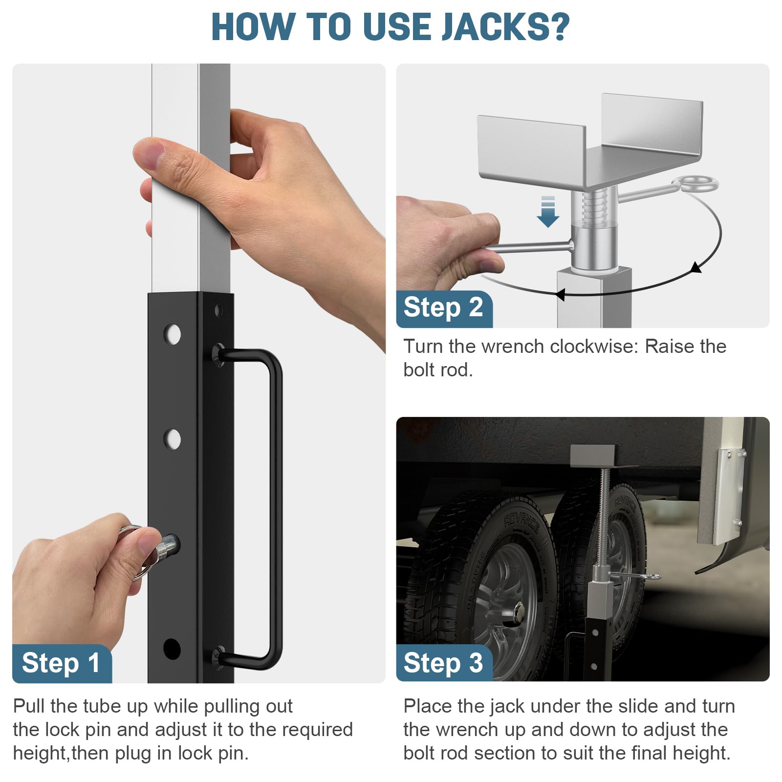 RV Slide Out Support Jacks - Adjustable Stabilizers For Campers & Travel Trailers, 16-36 Inch - View #13