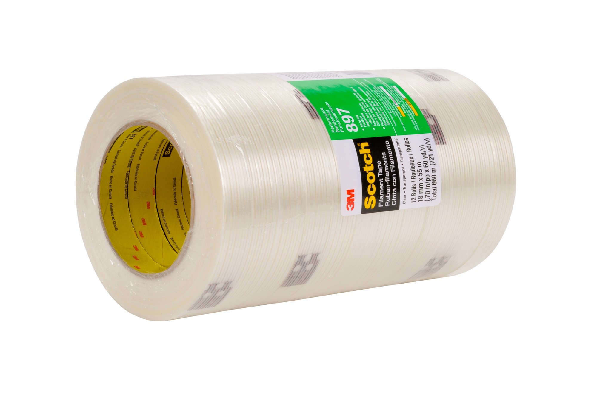 Scotch Ruban de filament 897 clair, 18 mm x 55 m, claire, 12