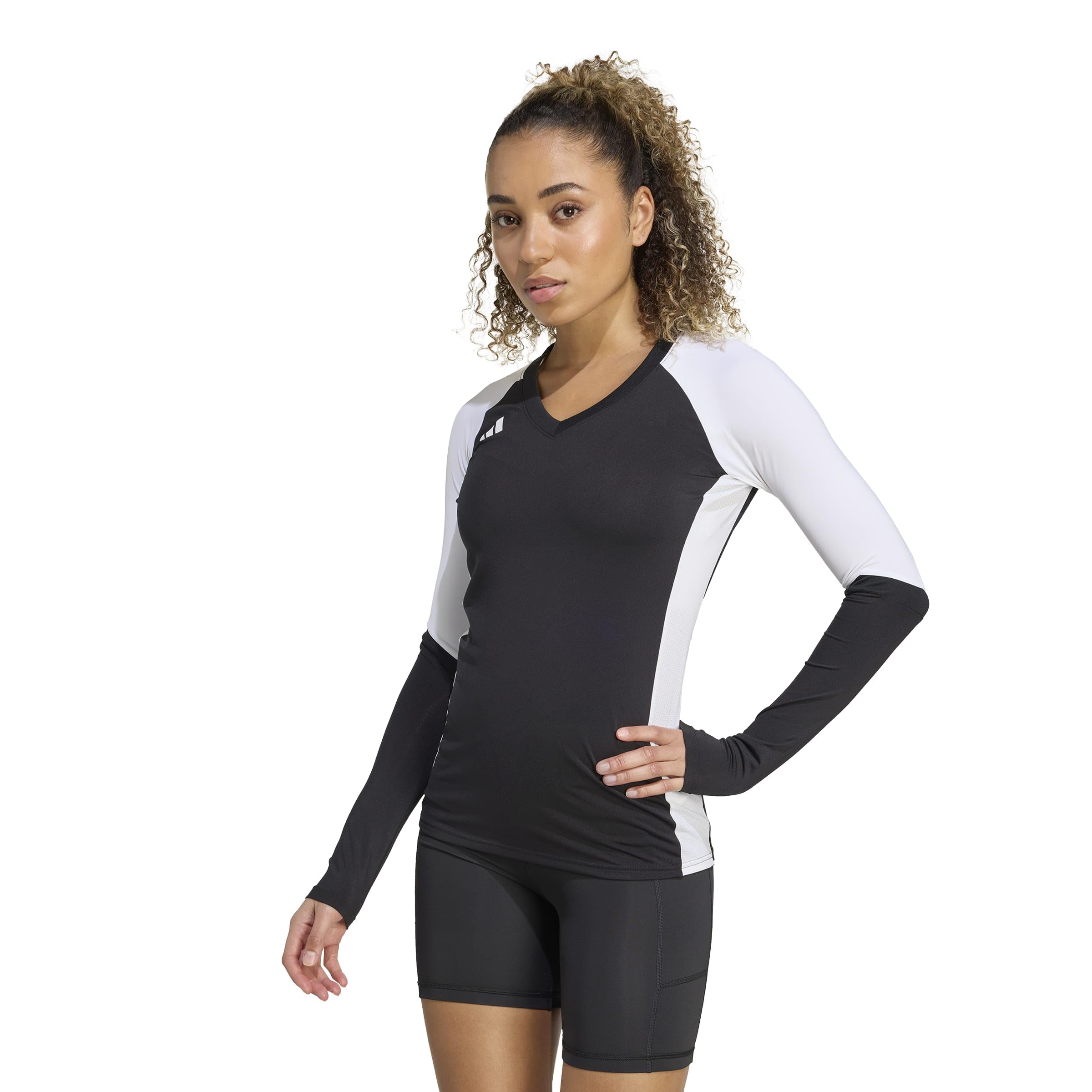 adidas Kobiety Volleyball Quickset Long Sleeve Jersey Shirt, Black, S Tall