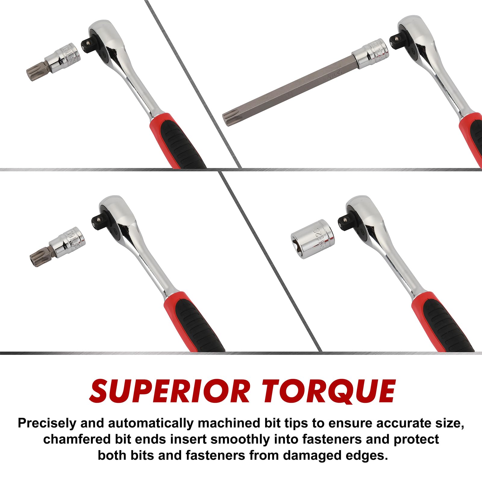 CASOMAN Drive Master - Set di 48 chiavi a bussola Torx da 3/8" e bussole Torx esterne, extra lunghe, acciaio CR-V e S2 da 15,2 cm