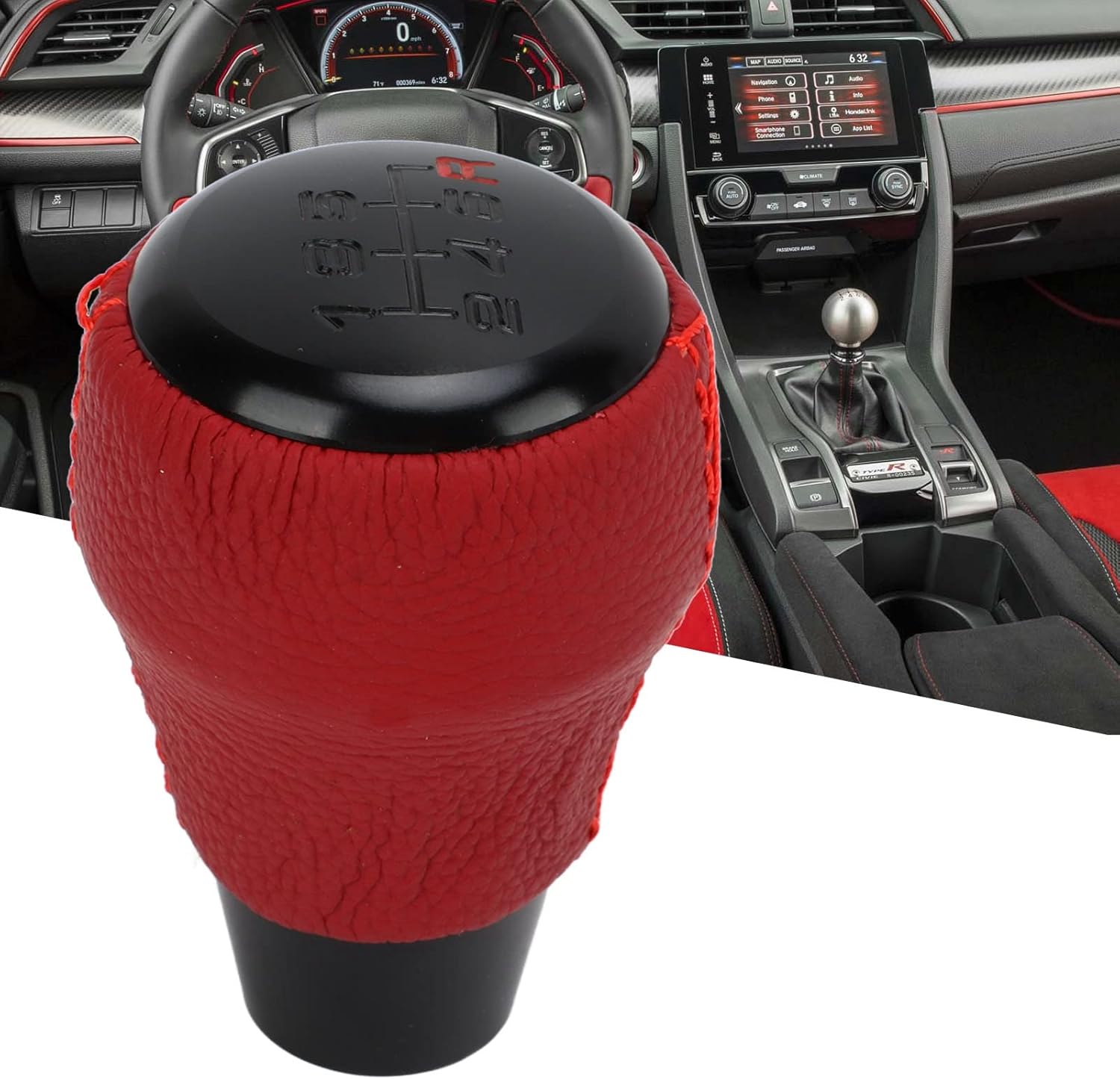 KIMISS 6 Speed Gear Shift Knob for Type R 2017-2019, Manual Transmission Stick Ball Head, 08U92-TEA-110, Compatible with Hatchback