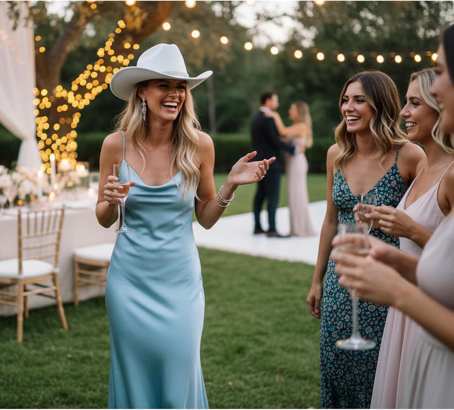 Shiny Rhinestone Cowgirl Hat Bling Wide Brim Cowboy Hat Party - Image 6