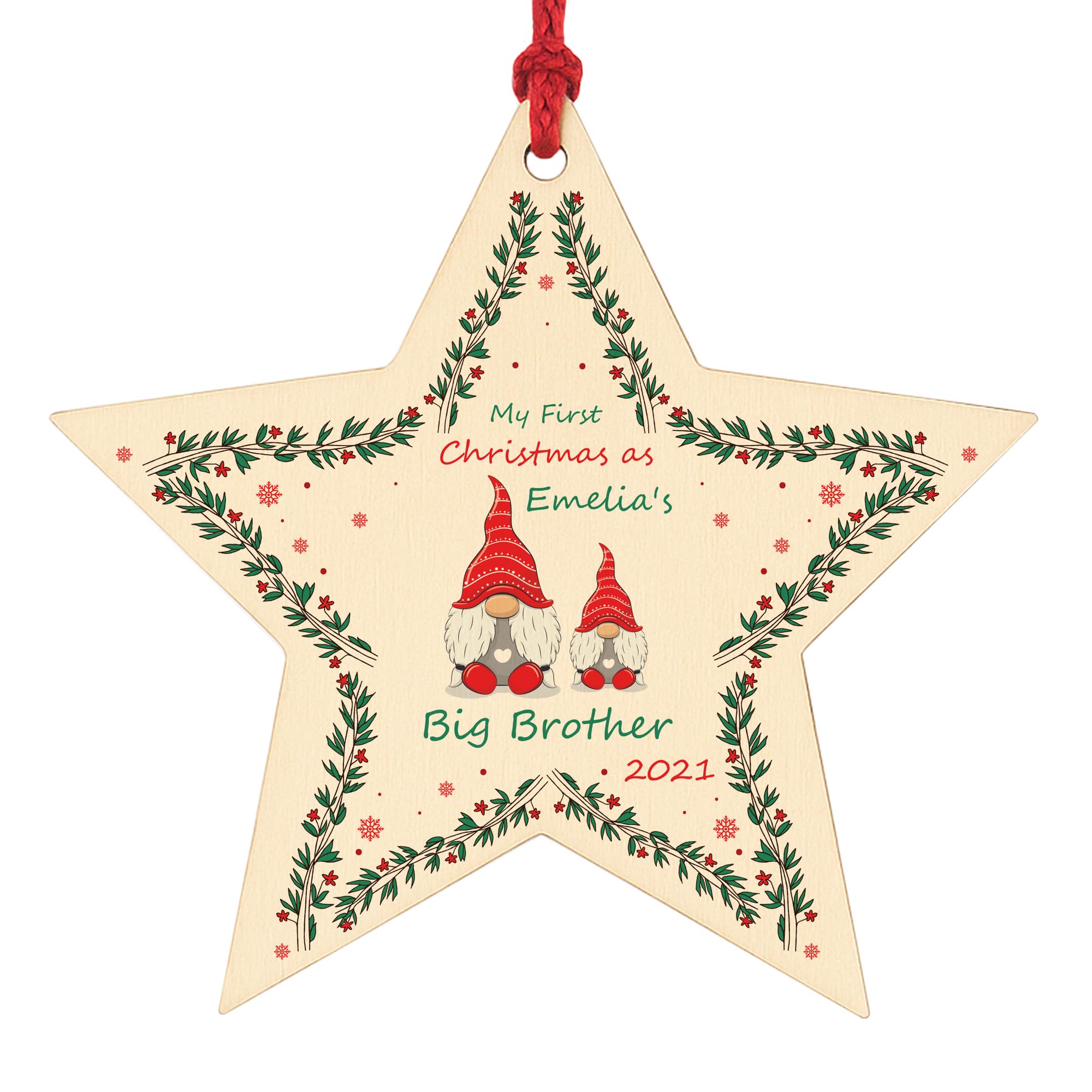 1st Christmas As Big Brother Bauble Star Personalised Baby's 1st Family Keepsake