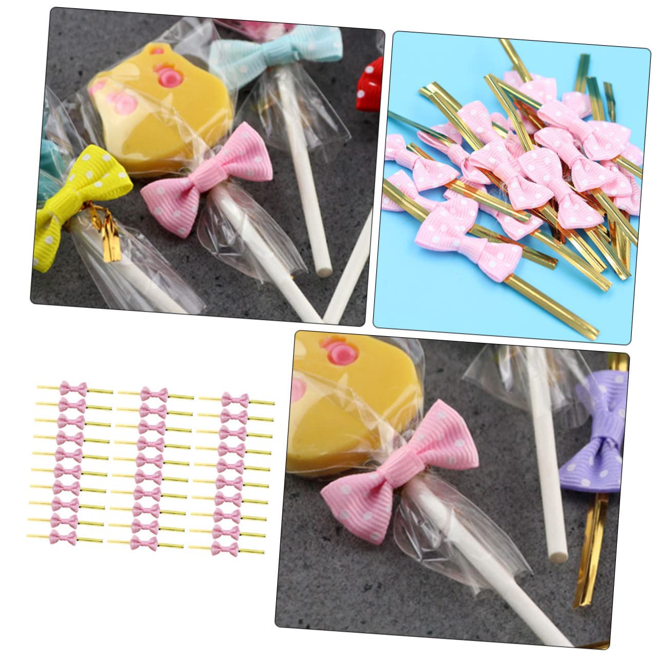 EXCEART 1000 Piezas Corbata de moño Lazos de Cinta para Envolver Regalos Cinta y Lazos decoración Envolver Lazos y Cintas de Sellado de piruletas Boda Bolsa de Dulces Juguete Decorar
