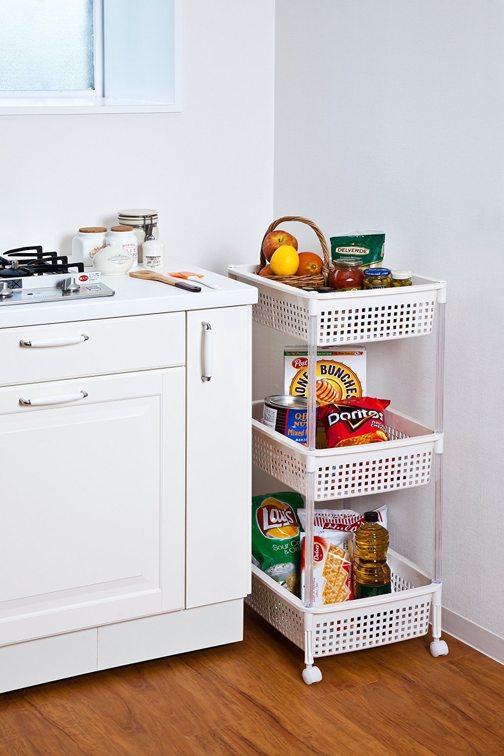 Amazon.co.jp: 平和工業 キッチンワゴン バスケットワゴン 3段