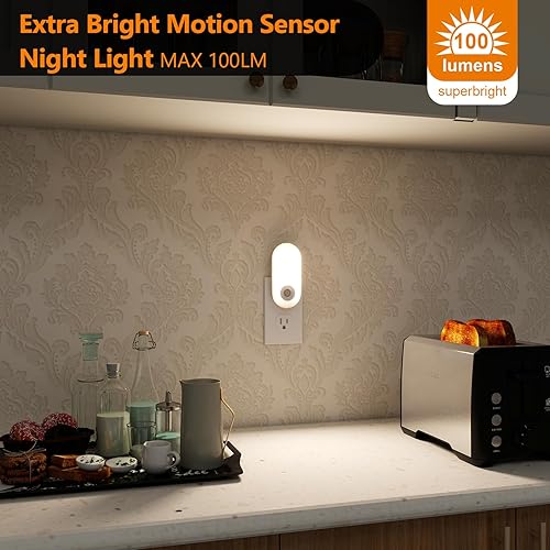 Vista 4 de Dawnrise Night Lights Plug into Wall, Motion Sensor Night Light Plug in Indoor, 38 LED Dimmable 100LM or 10LM and 2 Color Temperature Lights for