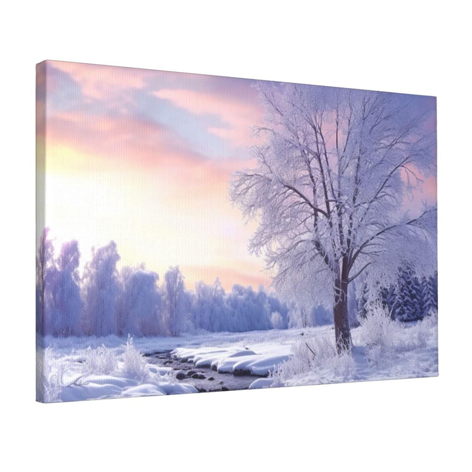 DWVTSLH Winter Landscape Poster Paintings Canvas Wall Art Bedroom Prints Home Decor Hanging Picture Modern Home Artworks Aesthetic for Living Room Office Wall Decor 12x18in Unframed