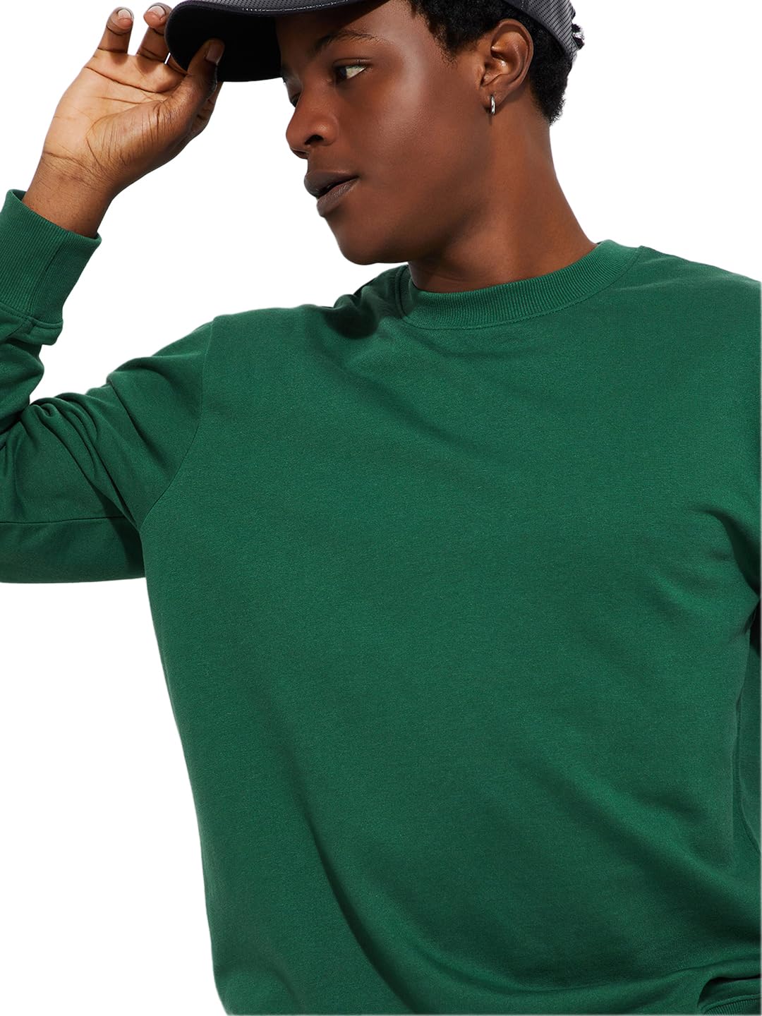 Men Cotton Blend Crew Neck URB_N Solid Sweatshirt-image-5