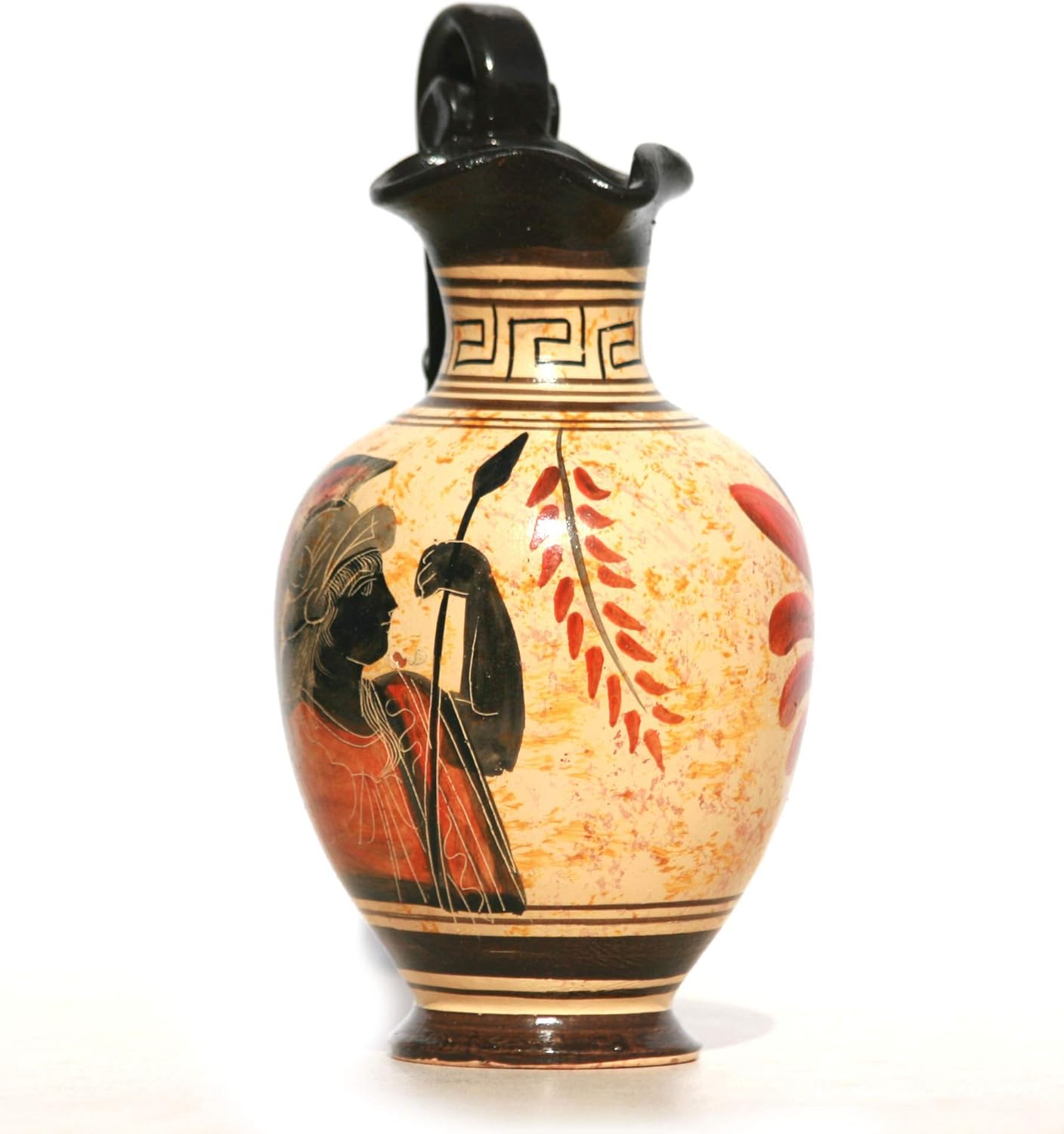 Greek Black-Figure Ceramic Vase Pot Pottery Painting Goddess Athena 6.7 inches