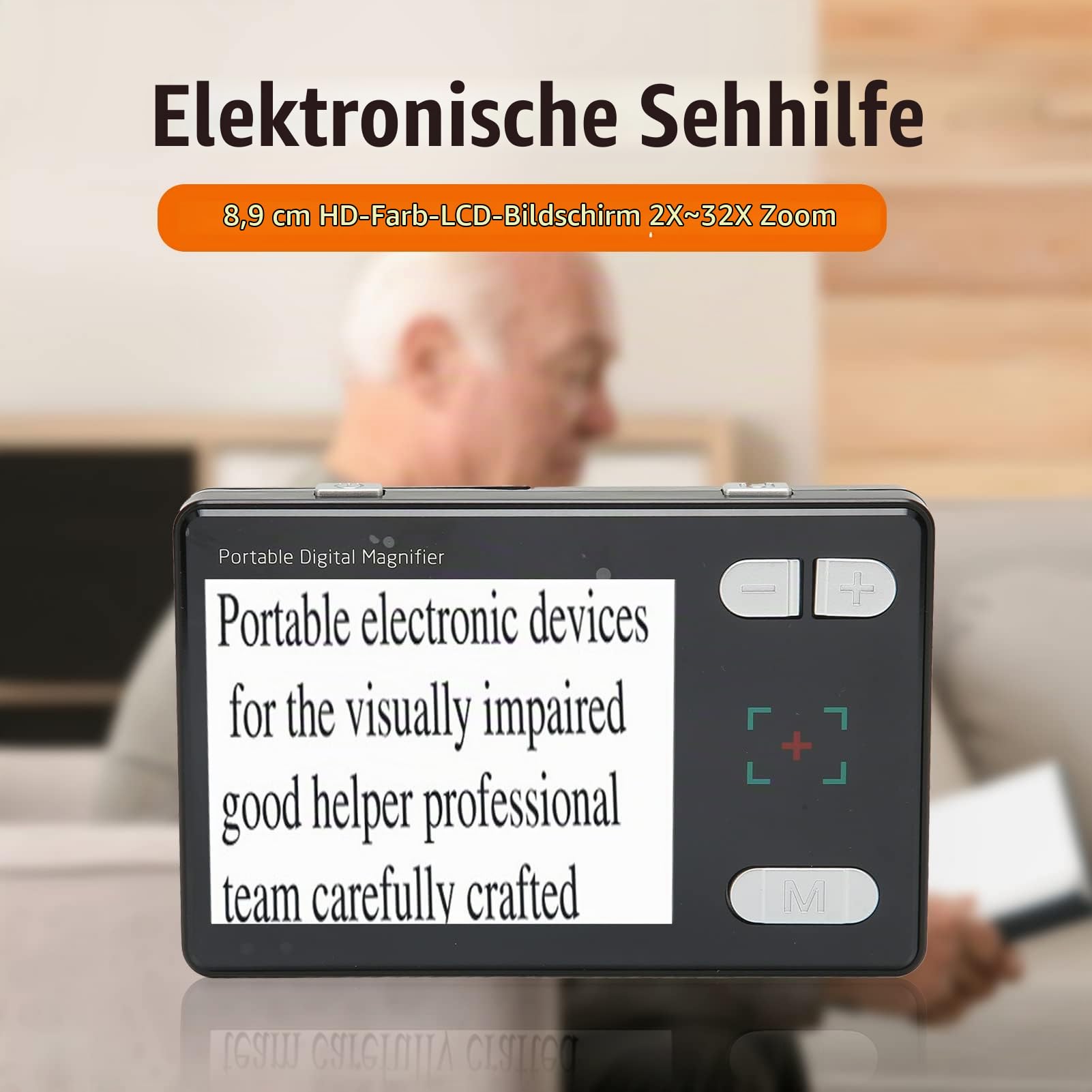 Handlupe, 3,5-Zoll-HD-Digital-Lesehilfe-Lupe mit Griff, 1 MP, 2- bis 32-facher Zoom, 26 Farbmodi, für Sehbehinderte und Sehbehinderte