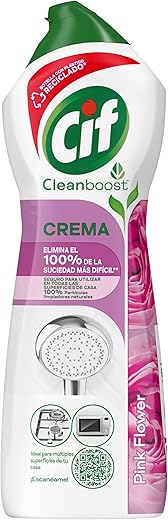 CIF Pink Cleansing Cream | Powerful Multi-Purpose Bathroom and Kitchen Surface Cleaner | With Formula 100% Natural Cleaning Particles | Removes 100% of the Most Difficult Dirt 650ml