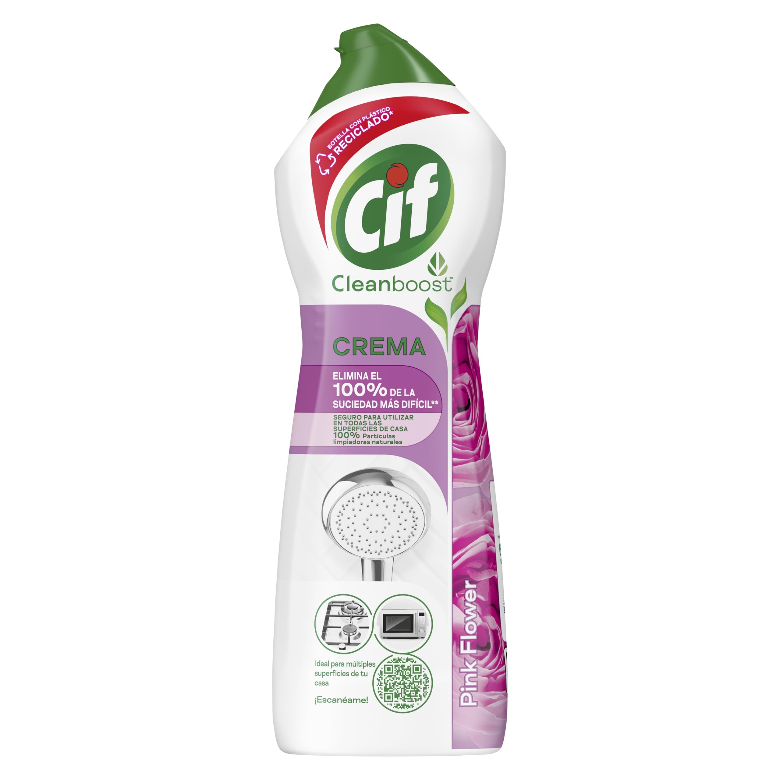 CIF Crema Limpiadora Rosa | Potente Limpiador de Superficies Multiusos Baño y Cocina | Con Fórmula Partículas de Limpieza 100% Naturales | Elimina el 100% de la Suciedad más Dificil. 650 ml.