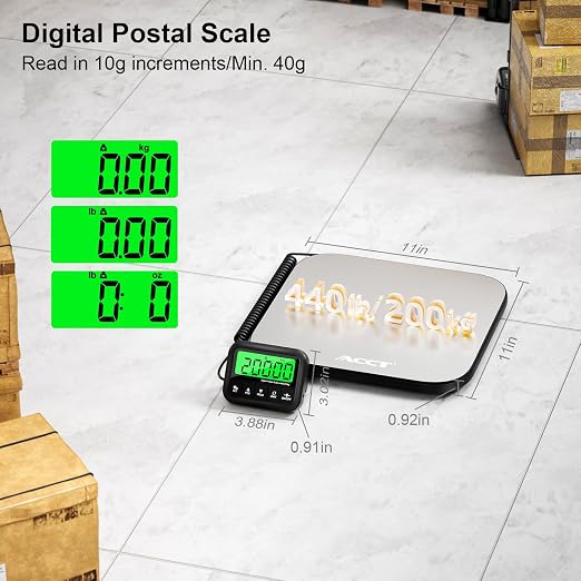 Báscula Postal de 440 lb - Industrial con Plataforma de Acero Inoxidable, Funciones de Tara/Retener/Conteo miniatura 2