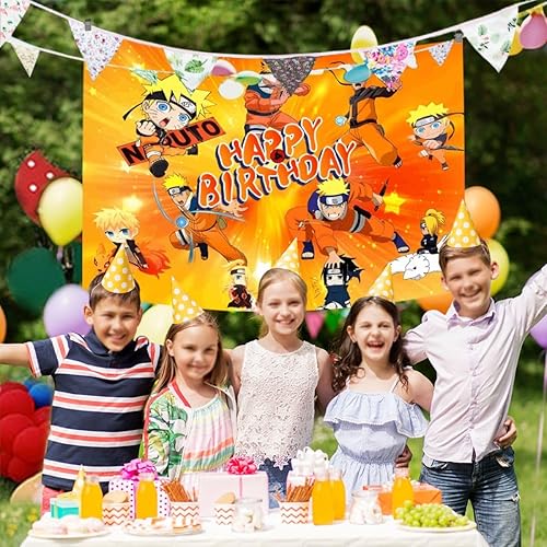 Miniatura 1 de Decoración de fiesta de cumpleaños impresa, telón de fondo de anime, suministros de fiesta temática de juegos de anime, tapiz para colgar,