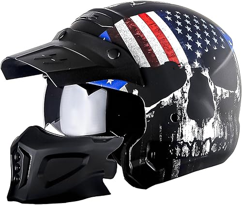 Miniatura 2 de 1Storm Casco de cara completa para motocicleta, casco abierto con escudo ahumado (visera desmontable y máscara facial) HKY881S-E