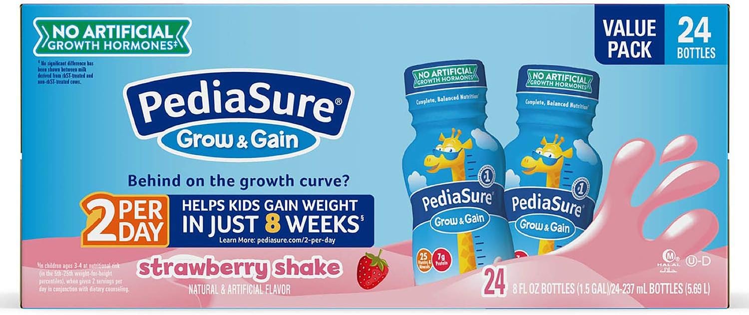PediaSure Grow & Gain Nutrition Shake for Kids, Strawberry 8 fl. oz, 24 pk. (pack of 4) A1