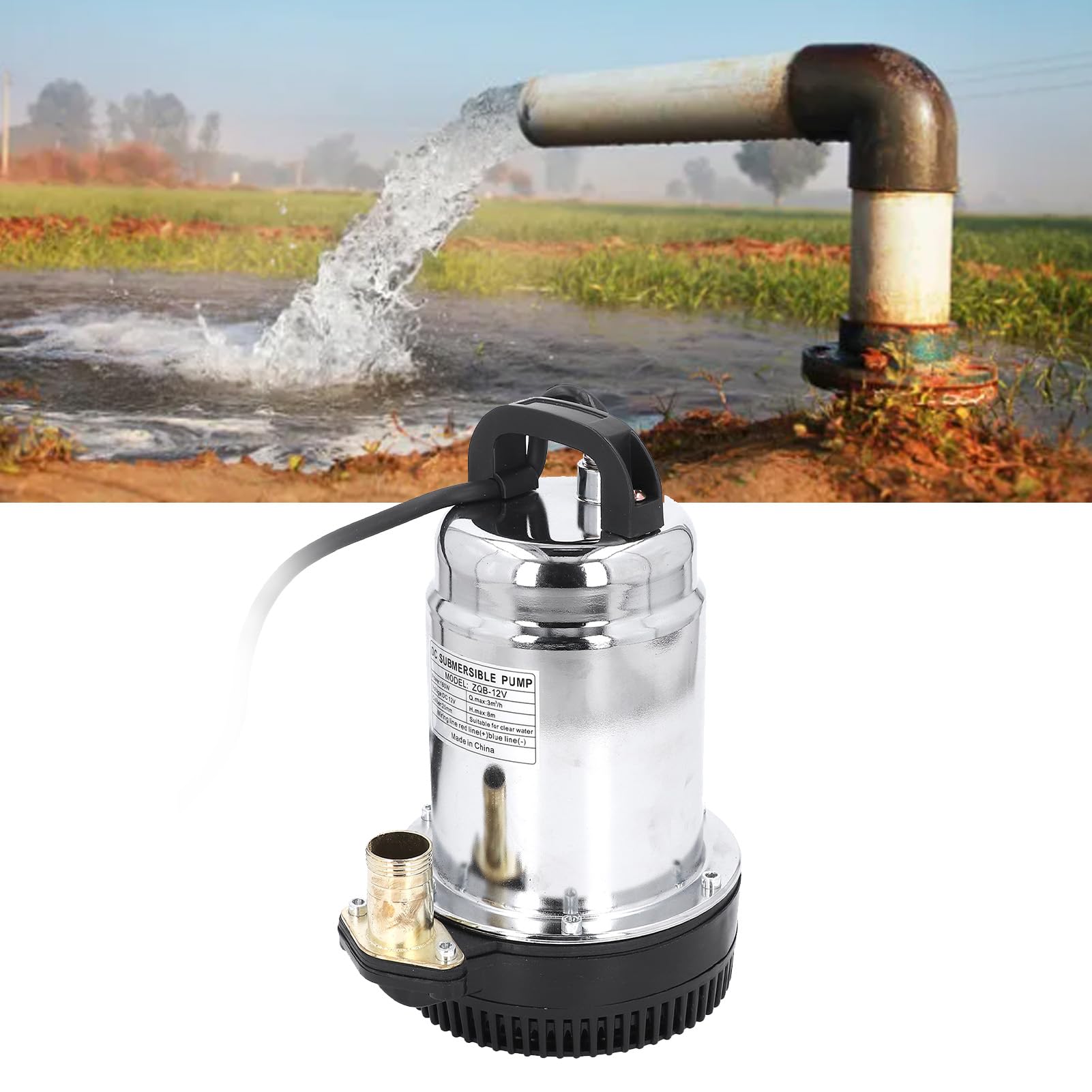 Bomba Sumergible DC Alta Eficiencia Acero Inoxidable 180W ³/h para Jardinería, Estanques, Barcos, Depósitos de Agua