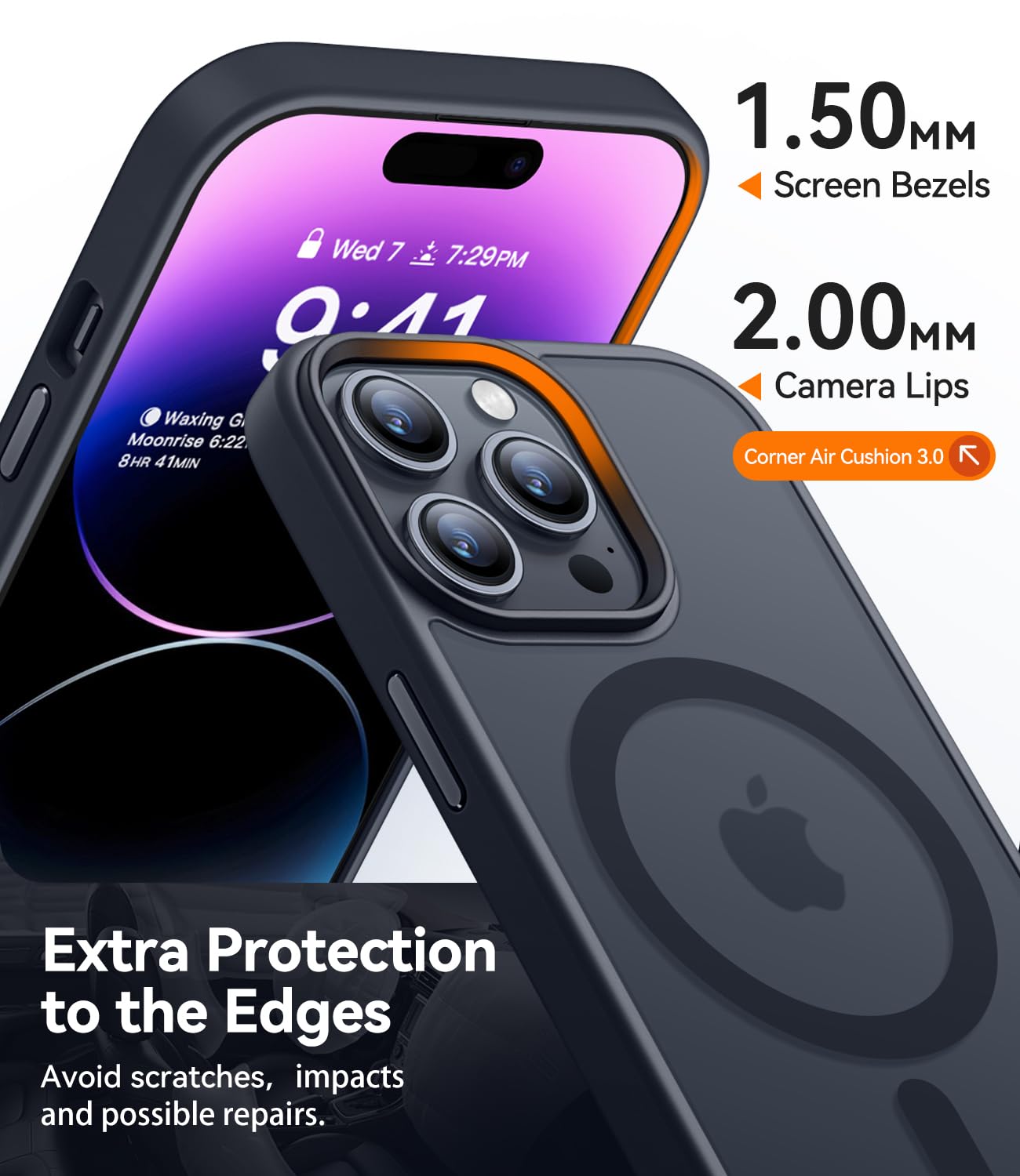 CANSHN Cover Magnetica Opaca per iPhone 14 Pro, [Compatibile con MagSafe] Custodia Traslucida Opaca Protettiva Sottile Antiurto 6,1 Pollici - Nero