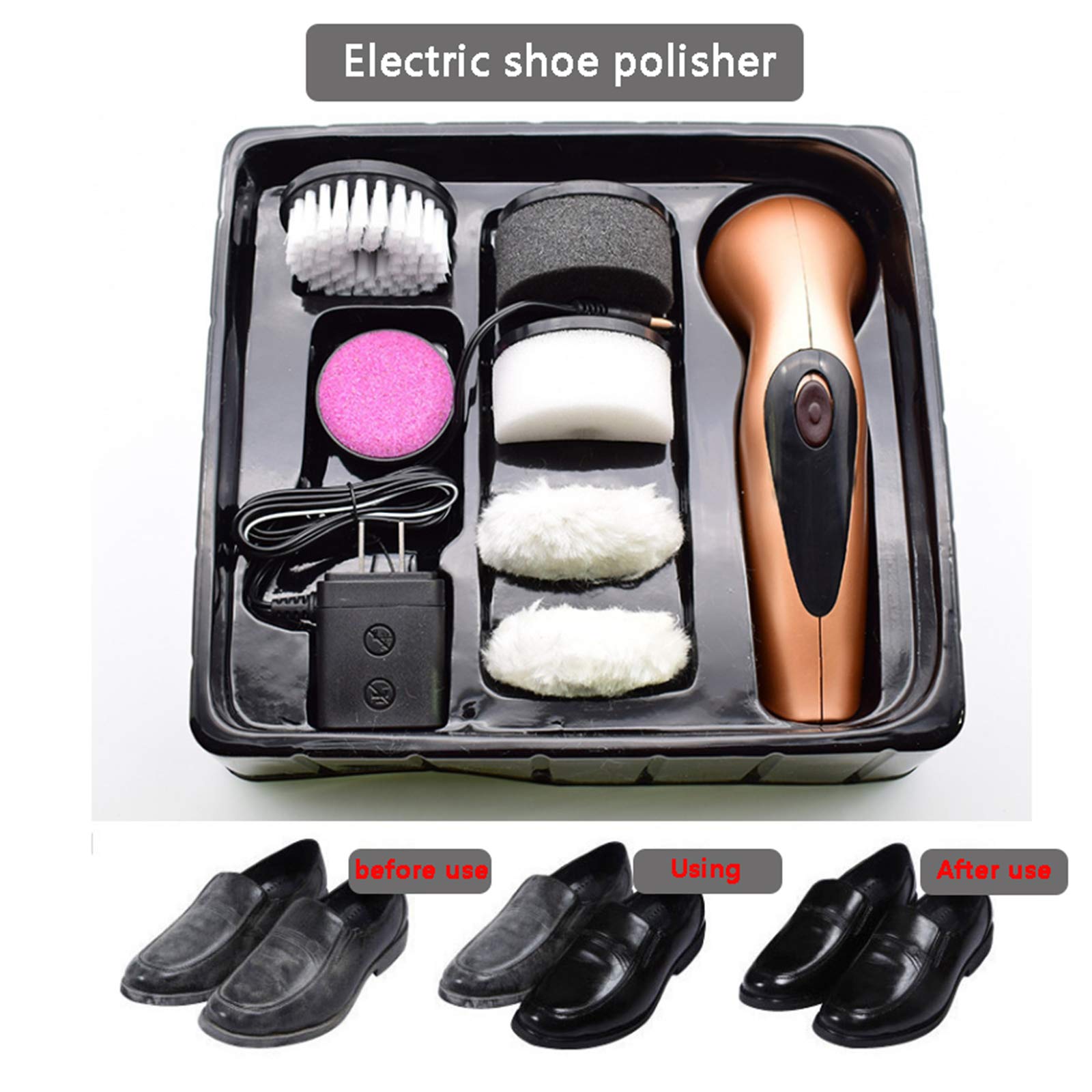 Kit elettrico for lucidare le scarpe, pulitore, set di lucidatura portatile, lavatrice, for in pelle da uomo e donna