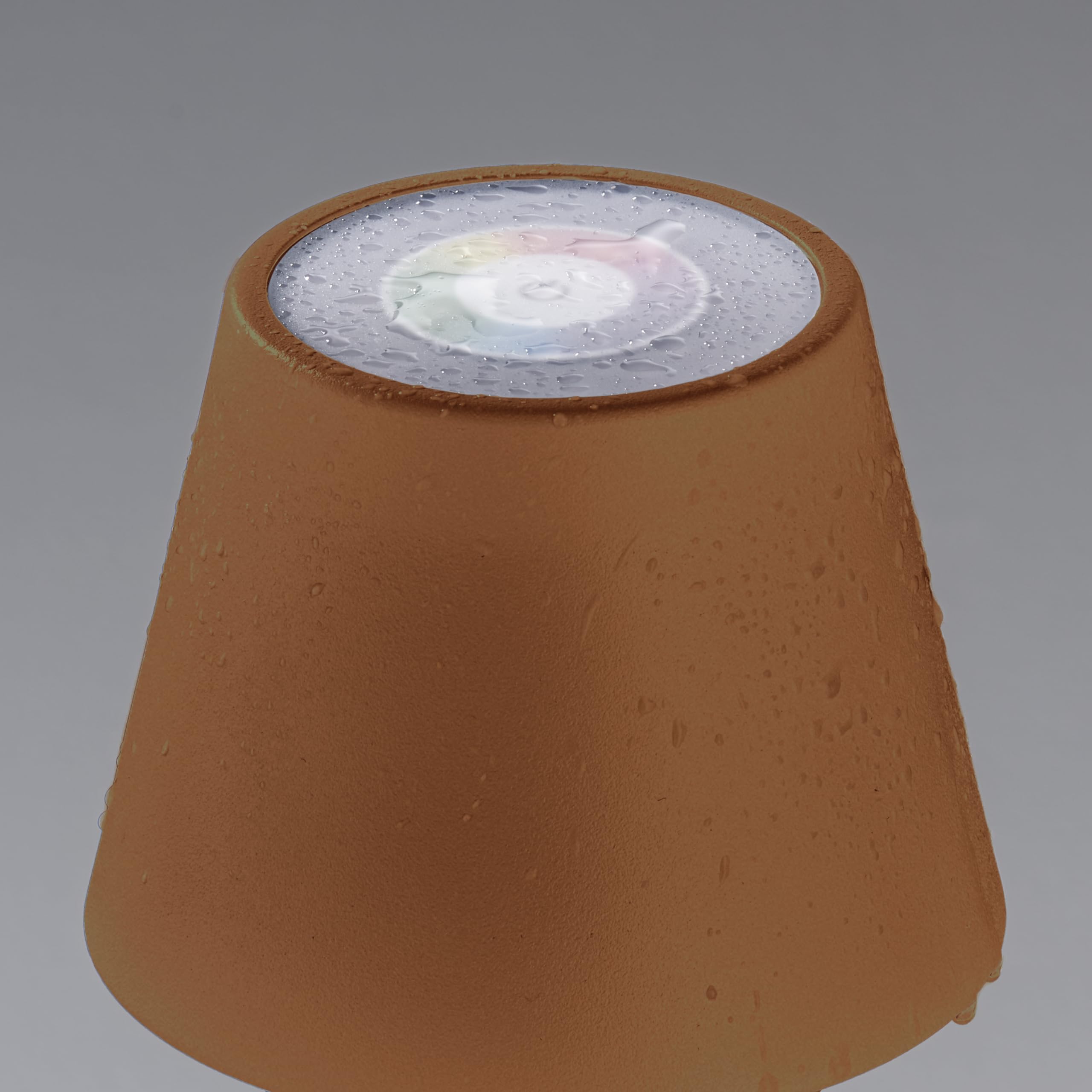 Outdoor Akku Tischlampe COSENZA Rostfarben ohne Kabel mit USB Anschluss & Ladestation