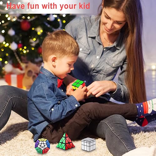 Miniatura 6 de Vdealen Juego de cubos de velocidad, paquete de cubos de 2 x 2 3 x 3 pulgadas, cubo mágico de espejo de dodecaedro, colección de rompecabezas suave,