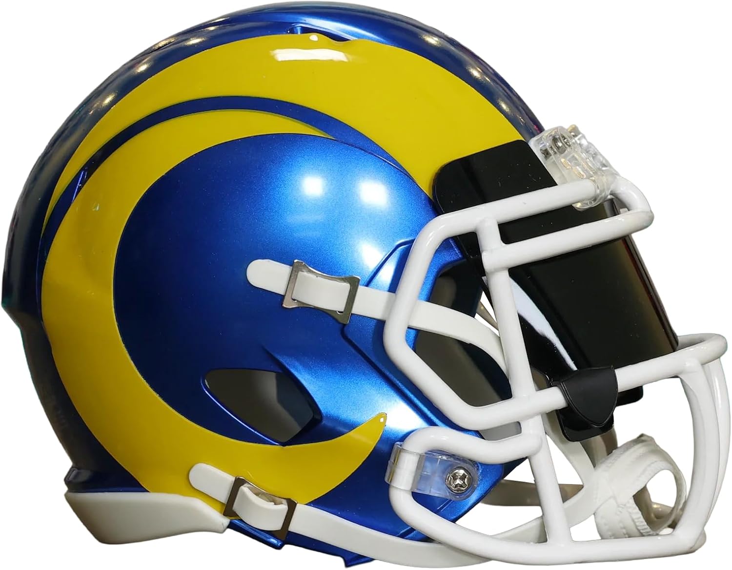 Los Angeles, Rams, Collectible Speed Mini Helmet (GG Special Edition 02393), Mini Facemask S2BD-SW-SP - White, Mini Visor - Blackout, Free USA Flag Decal, Green Gridiron