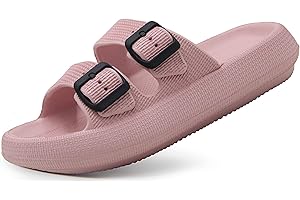 Pillow Slides Sandals for Women and Men - Double Buckle Adjustable Flat Sandals