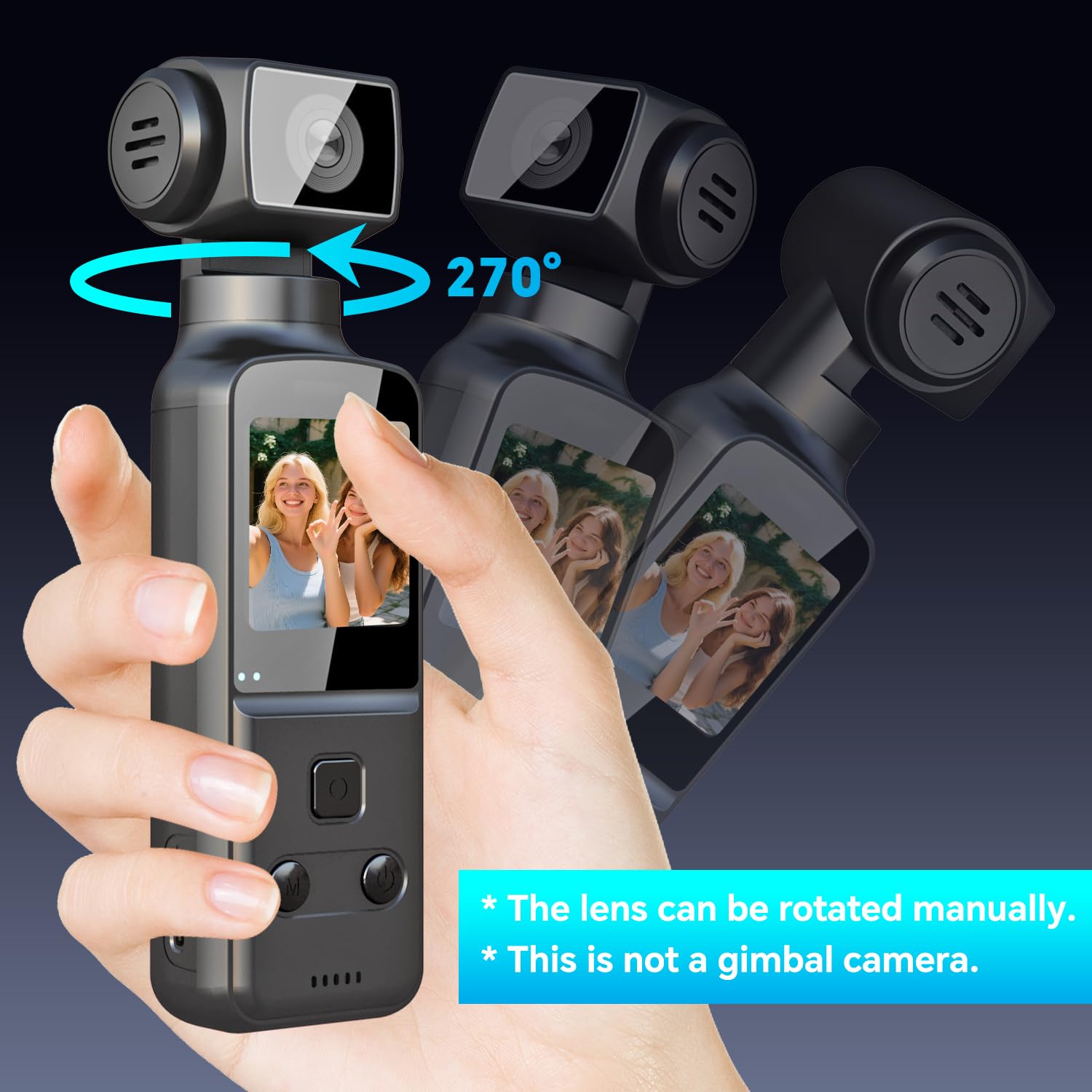 5K Body CAM Camara Corporal, Mini Action CAM Cámara Deportiva Accion con Lente Giratoria de 270° para Vlog POV, Videocamara Acuatica Sumergible con Micrófono Externo, Tarjeta TF de 64 GB