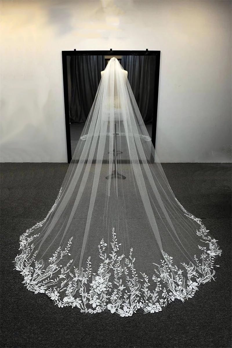 Long Sparkling Sequin Veil Wedding Cathedral 1 Layer Bridal Veil Elegant Veil of with Comb