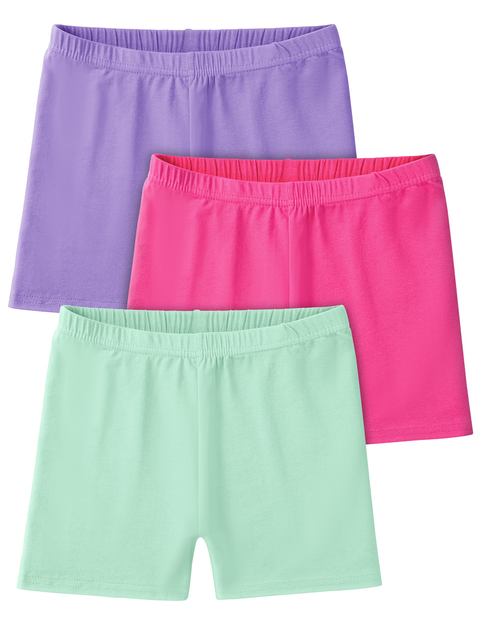 Somaibo 3 Pack Girls Bike Shorts Kids Cartwheel Under Dress Cotton Short