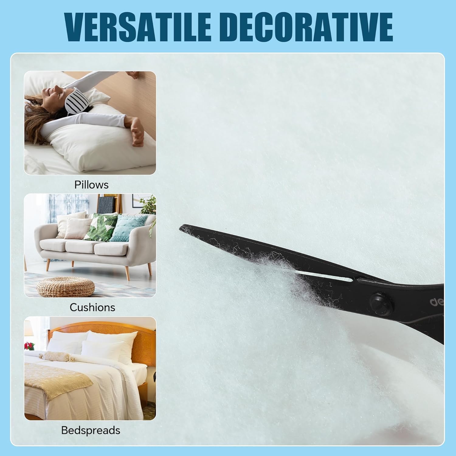 HOMBYS 300 GSM Thickness Upholstery Quilt Batting, Polyester Fabric by The Roll, Cuttable Stuffing for Couch Cushion, Protecting Furniture and Handicraft (36 inch * 10 Yards)