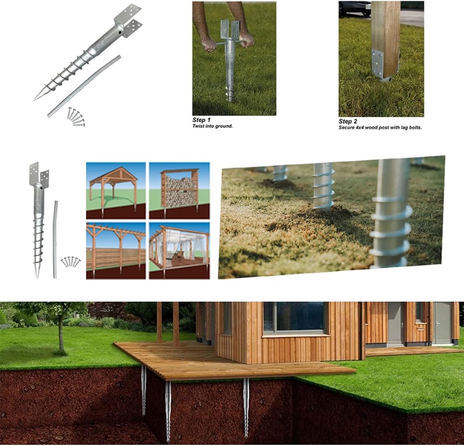 Ashman Ground Screw (4 Pack), No Dig, U-Model Screw in Post Stake - 27" Inch Long, Fits Standard 4x4 (3.5" X 3.5" Inch) Great for Mailbox Posts. - Image 7