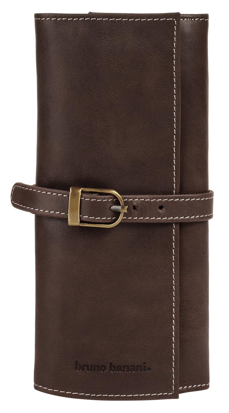 bruno banani Schmuckrolle Echt Leder Damen 021908 Elegante Leder-Aufbewahrung mit 2 Reißverschlussfächern und abnehmbaren Einsätzen