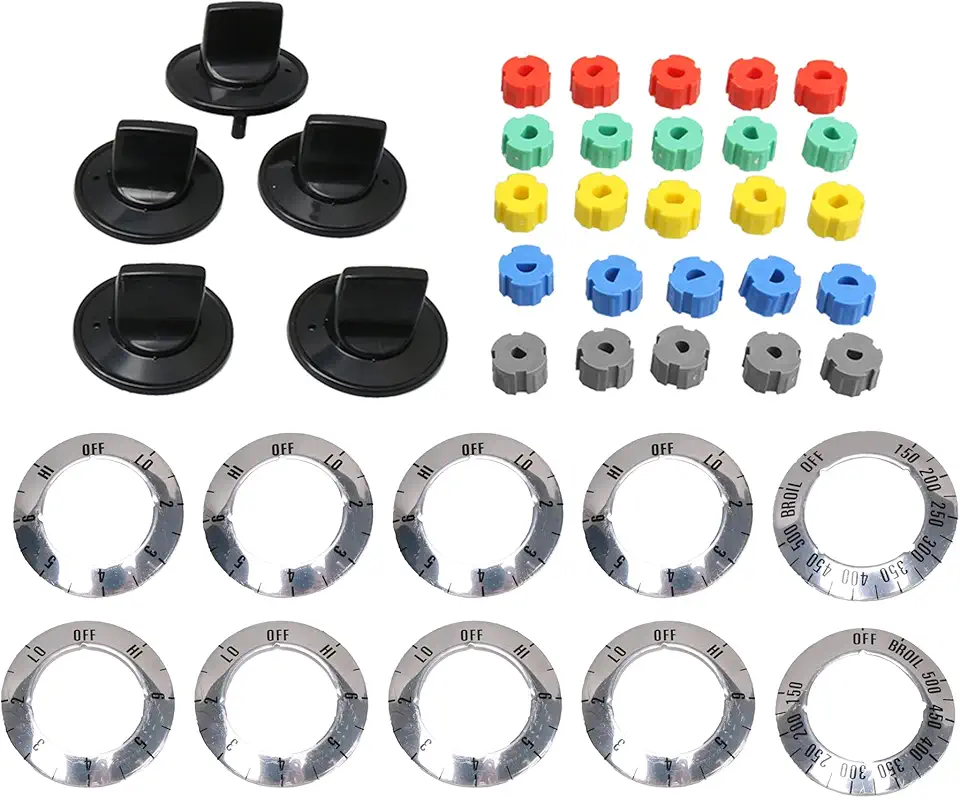 RDEXP Kit de manípulo elétrico preto para forno/fogão/queimador, pacote com 5