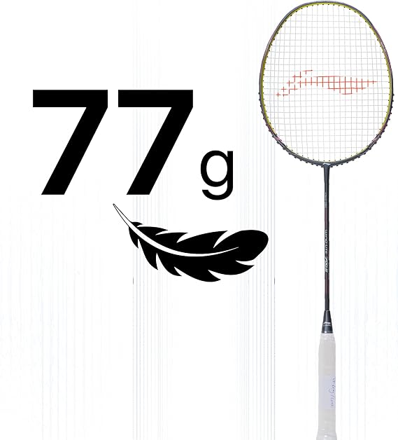 Li-Ning Wind Lite 700 II Carbon Graphite Badminton Strung Racket with Full Racket Cover (Dark Grey/Lime)