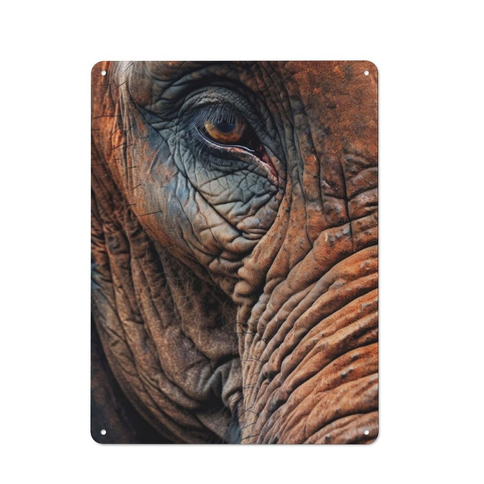 Junmoney Elephant Closeup Face Vintage Metal Plaque 40X30cm For Dining Room Or Kitchen, For Home Decor Collectors Refreshing A Room In Autumn