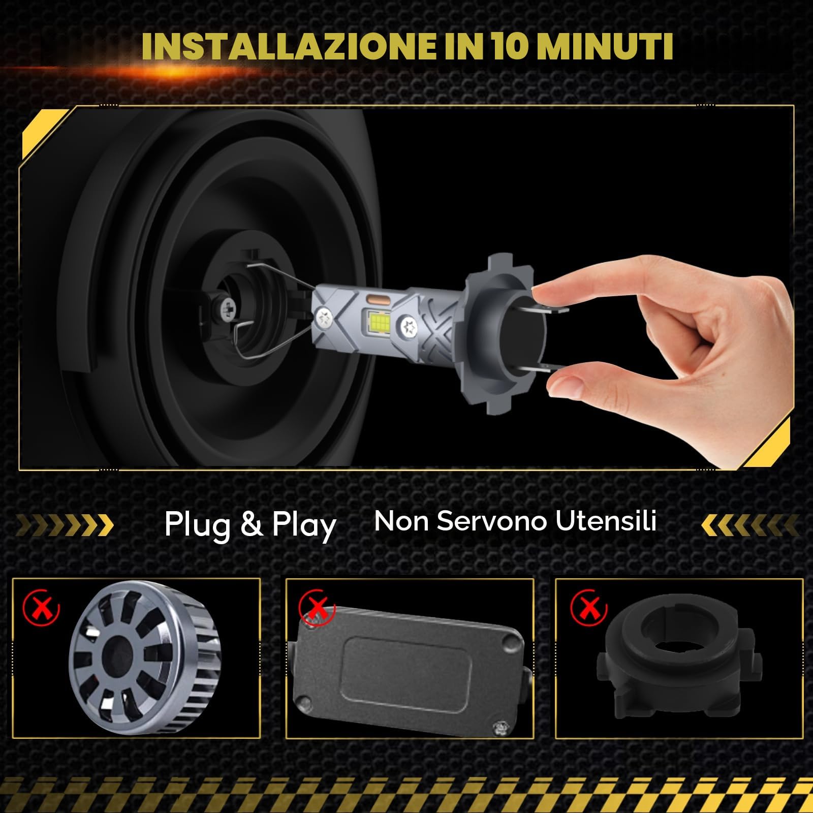 KOYOSO H7 LED 100W 22000LM Lampada 6500K 1:1 Mini Design, Lampadine Led H7 Plug and Play, Confezione da 2