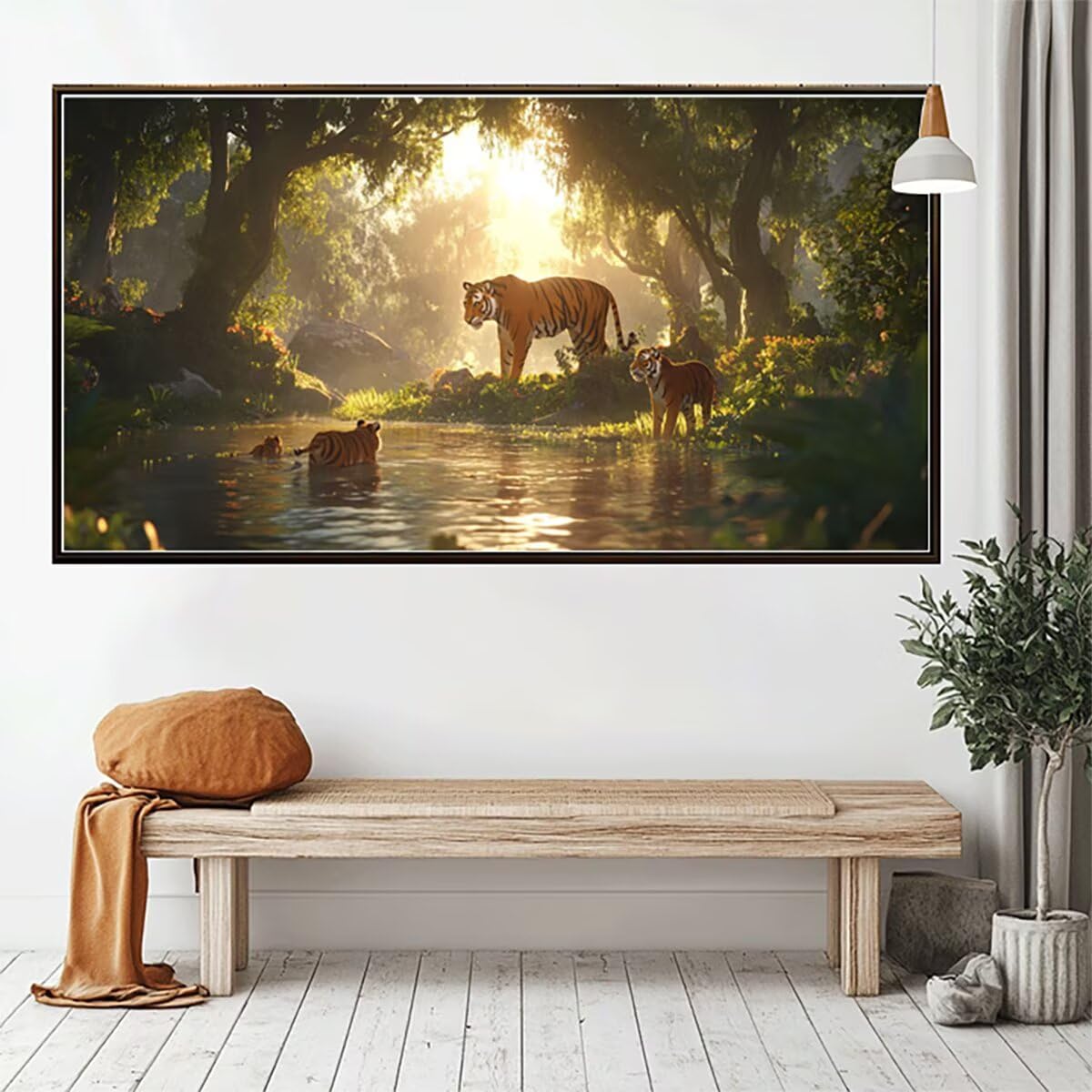 Tygrys, malowanie według liczb, duży, XXL, 100 x 200 cm, malowanie według liczb, drzewo DIY, farba akrylowa, obraz olejny, zestaw z pędzlami, do dekoracji pokoju, na ścianę, esthetic, prezenty dla