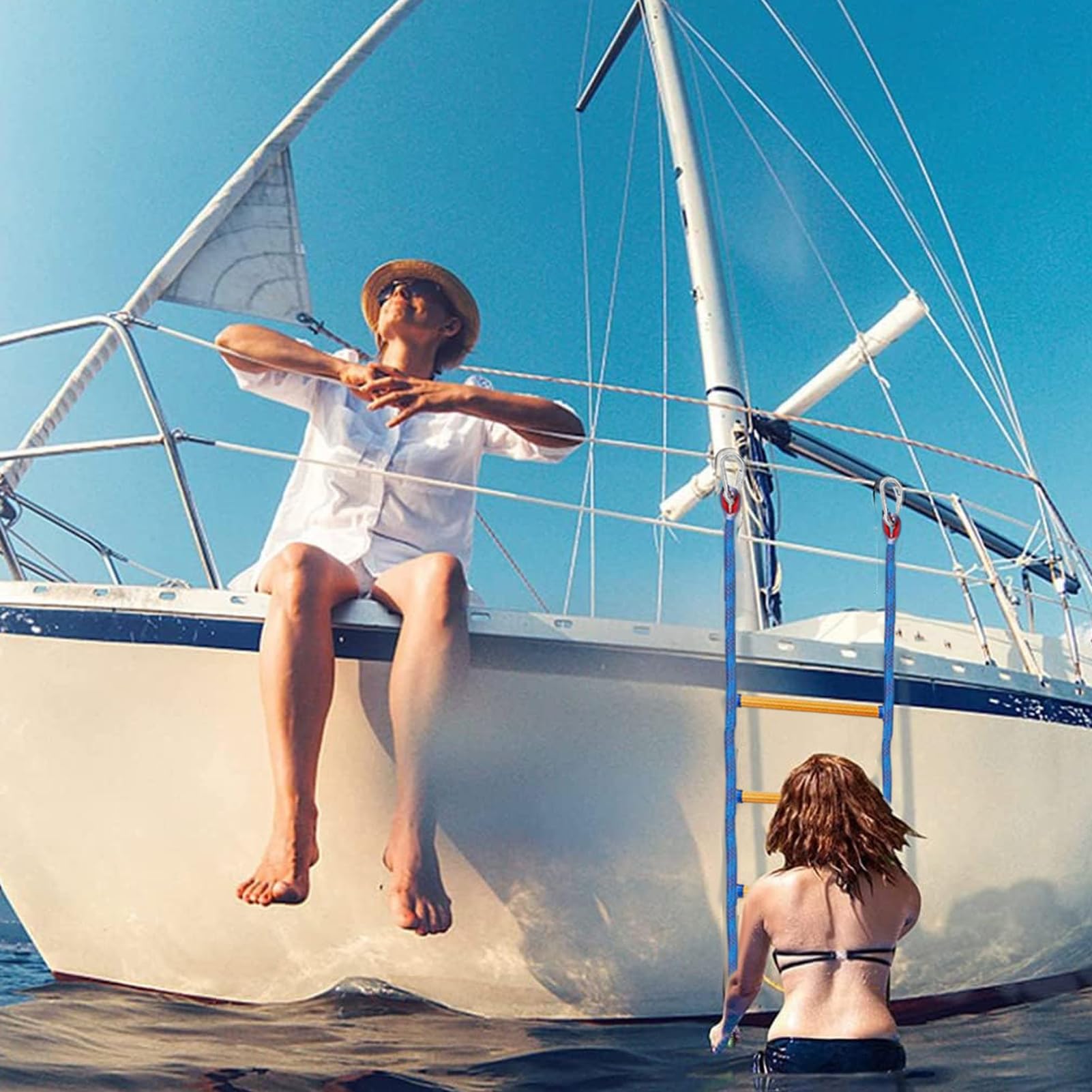 Scaletta per barca - corda da arrampicata compatta, pieghevole, portatile grande mare, scalatore portatile | Di Corda Resistente Barca Nuoto / Imbarco / Pesca / Kayak / Lago / Piscina / Marino / Acqua / Navigazione / Varo / Zattera